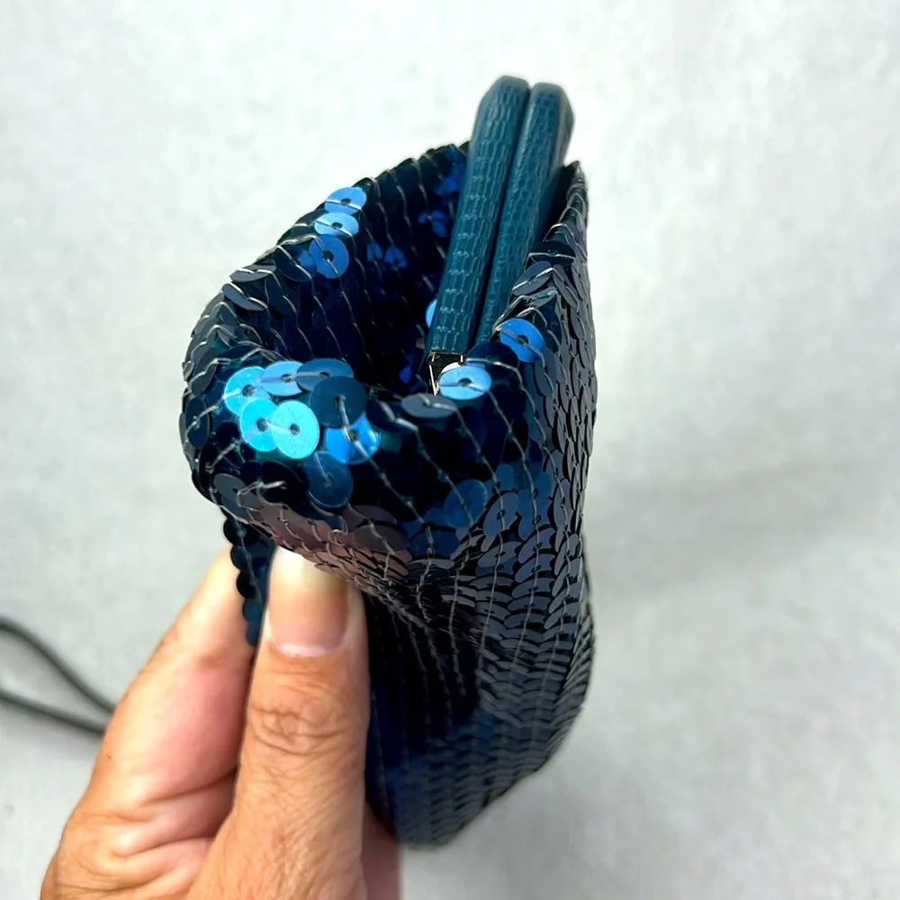 Coach Blue evening kiss lock Sequin Clutch. - Picture 3 of 8